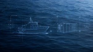 Futuristic Maritime HUD Over Deep Ocean
